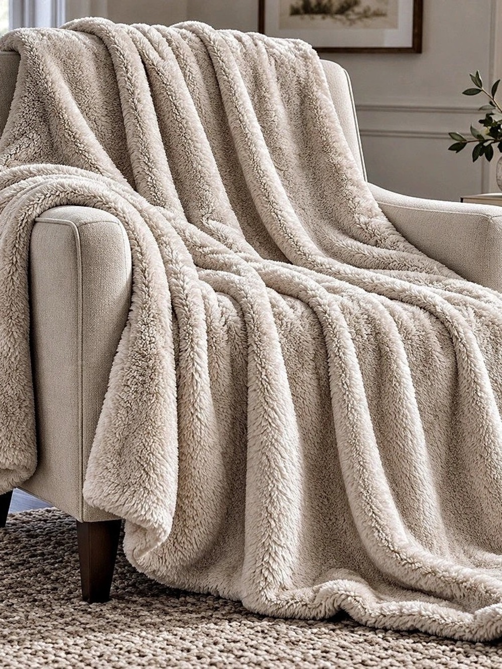 Living Colors Velvet Plush Throw Supersized Cream